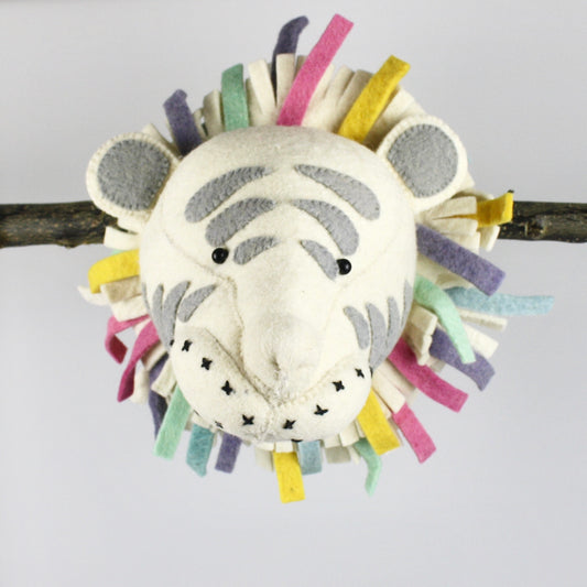 Large Pastel Safari Tiger Felt Head