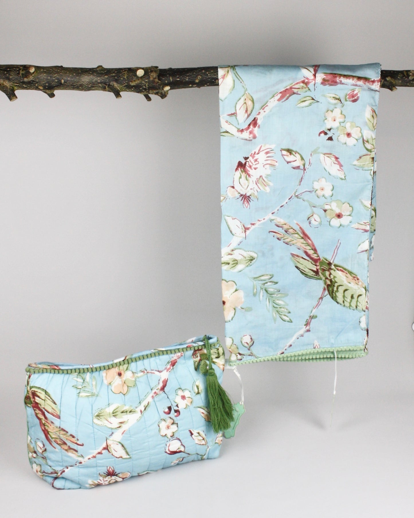 Blue Blossom Toiletries Bag and Scarf