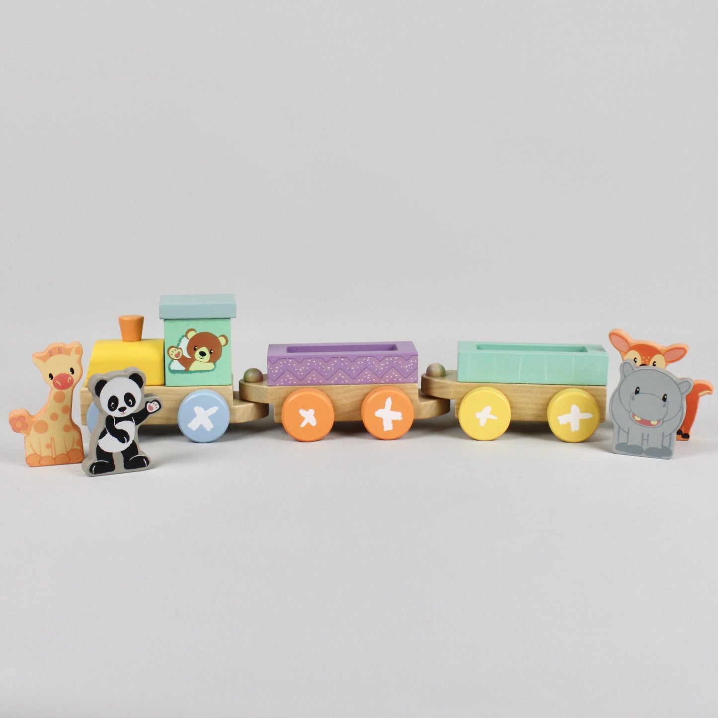 Wooden Train Set with Animals