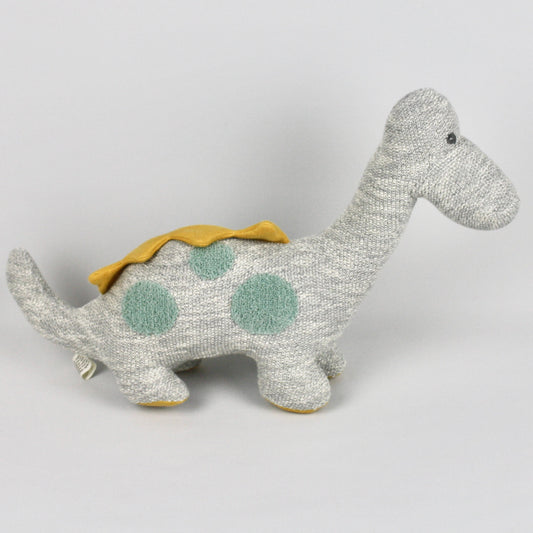 Organic Large Grey Diplodocus Knitted Soft Toy