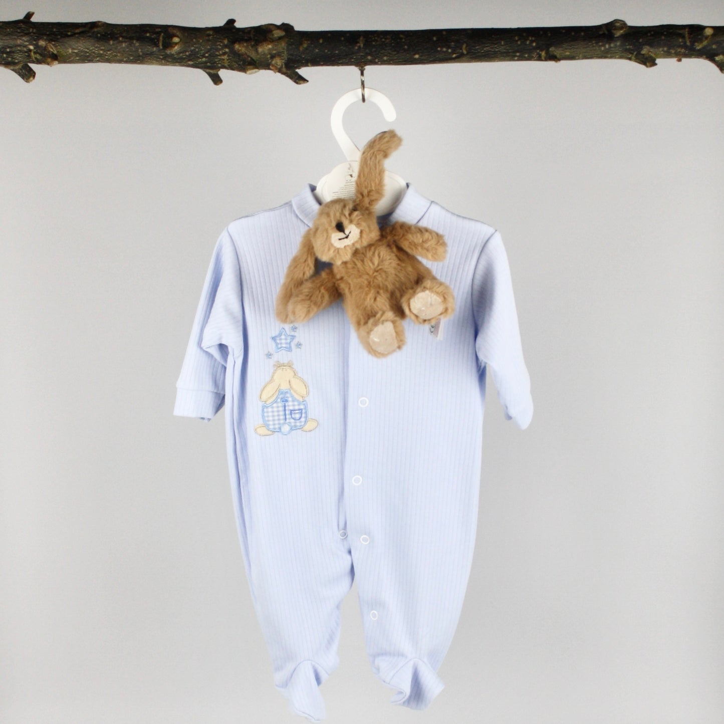 Baby Gift Edit - Blue Sleepsuit with Bunny