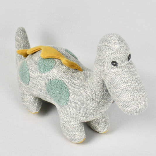 Organic Large Grey Diplodocus Knitted Soft Toy