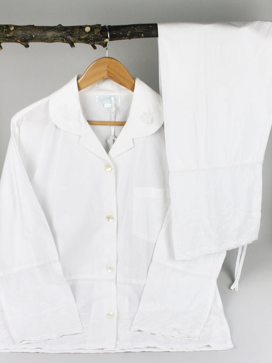 Luxury White Cotton Pyjamas