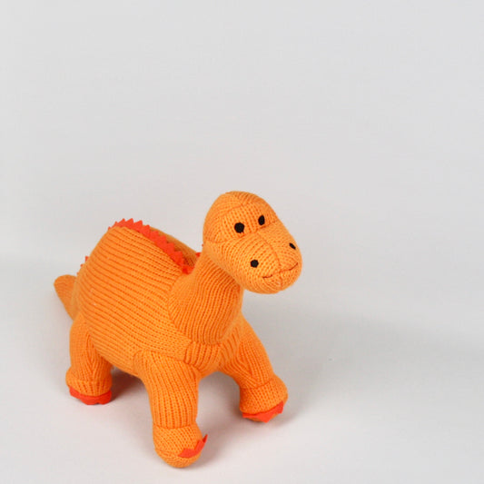 Large Orange Diplodocus Knitted Soft Toy