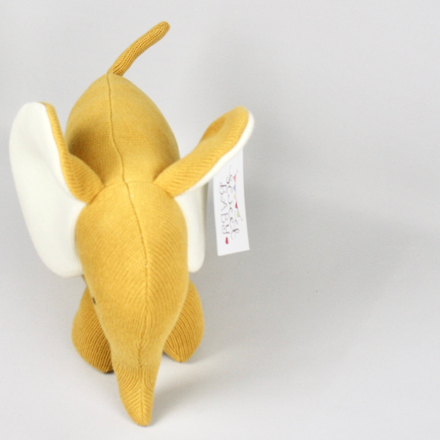 Organic Large Mustard Elephant Knitted Soft Toy