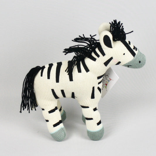 Organic Large Zebra Knitted Soft Toy