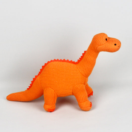 Large Orange Diplodocus Knitted Soft Toy