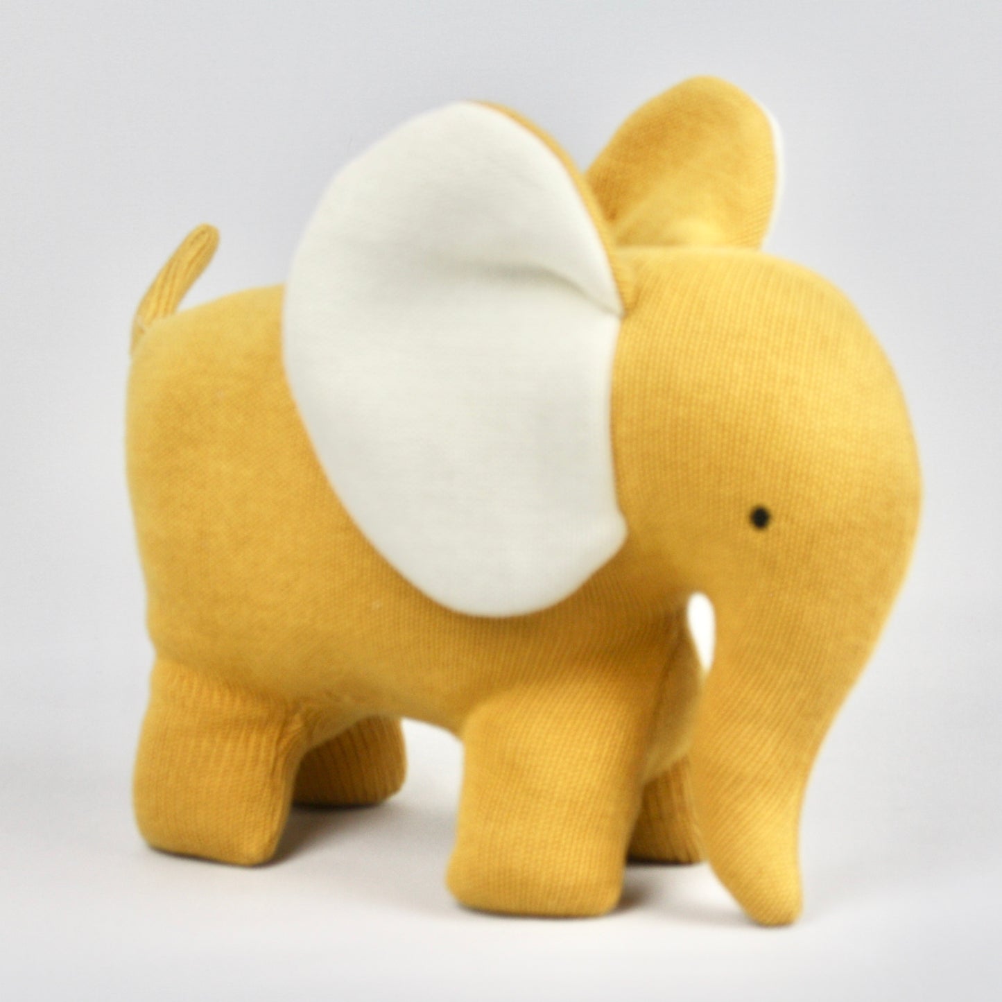 Organic Large Mustard Elephant Knitted Soft Toy