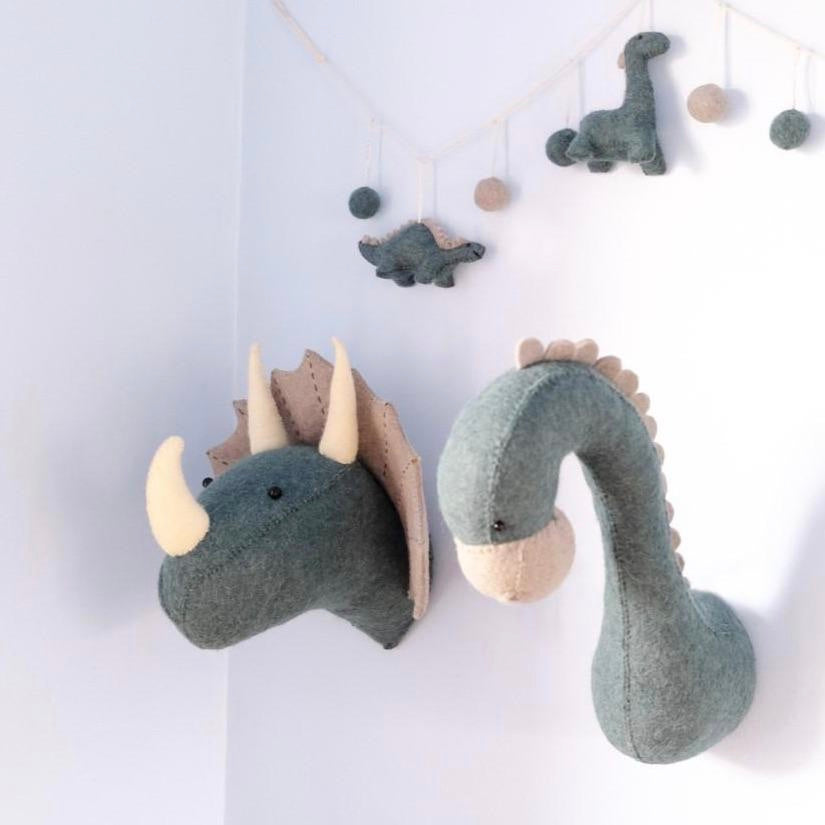 Blue Triceratops Felt Head