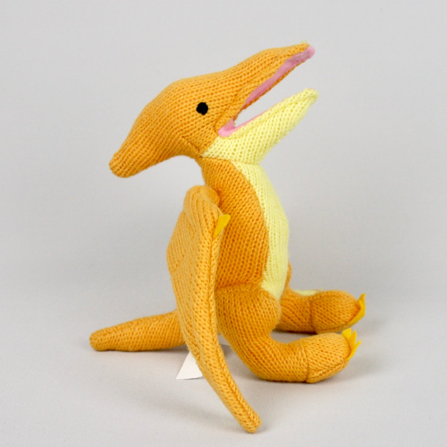 Mustard Pterodactyl Knitted Soft Toy Rattle