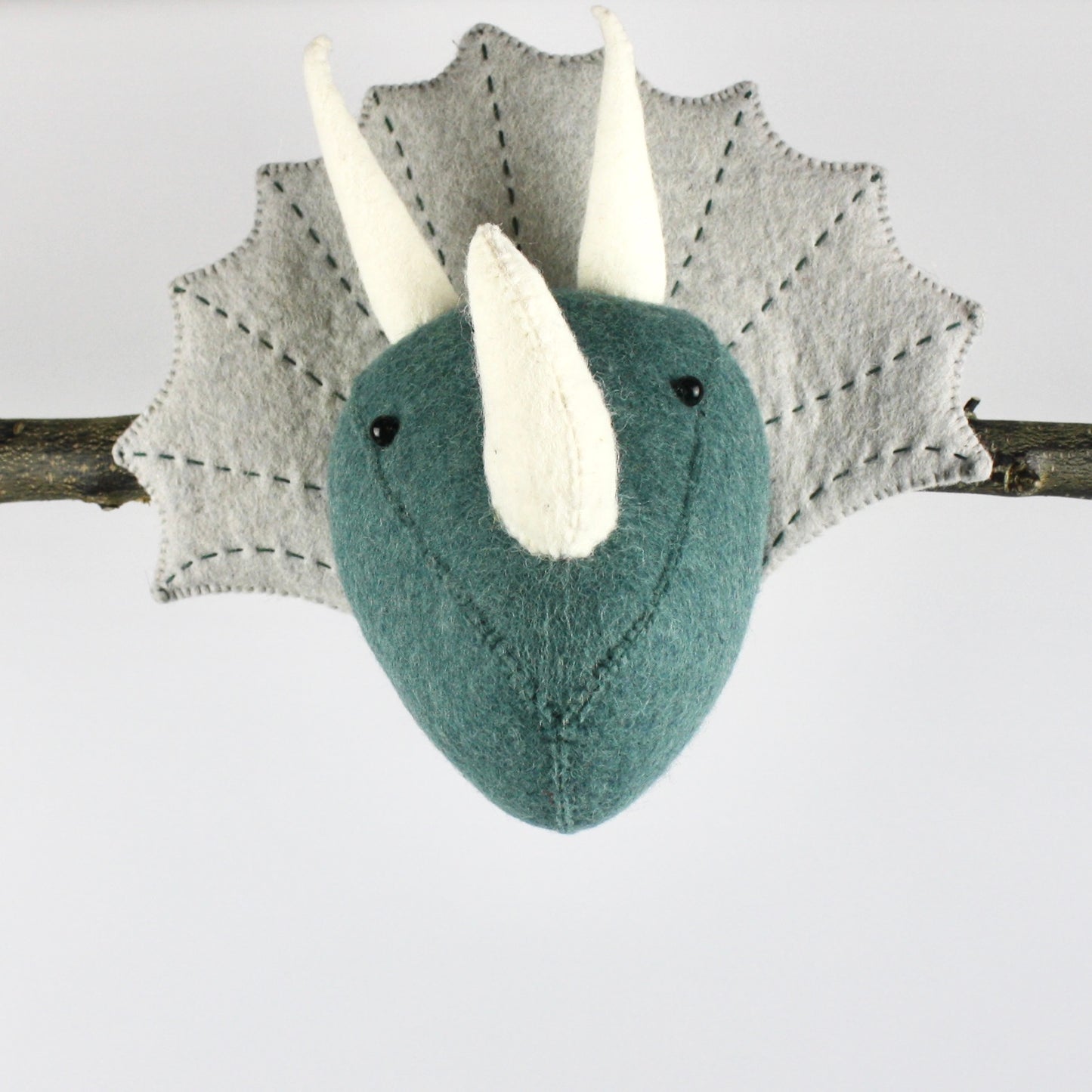 Blue Triceratops Felt Head