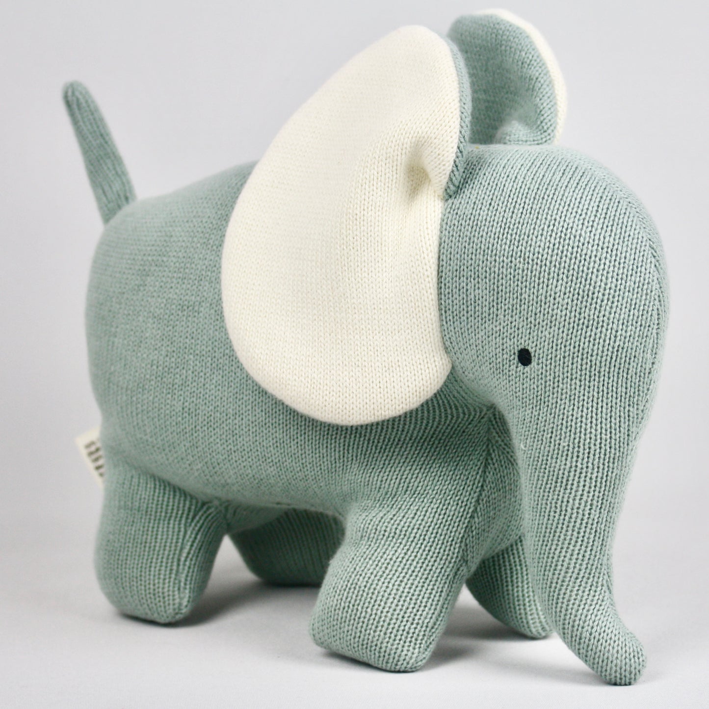 Organic Large Teal Elephant Knitted Soft Toy