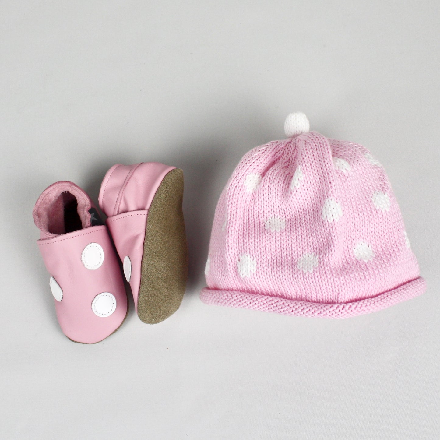 Pink Polka Dot Hat & Shoes